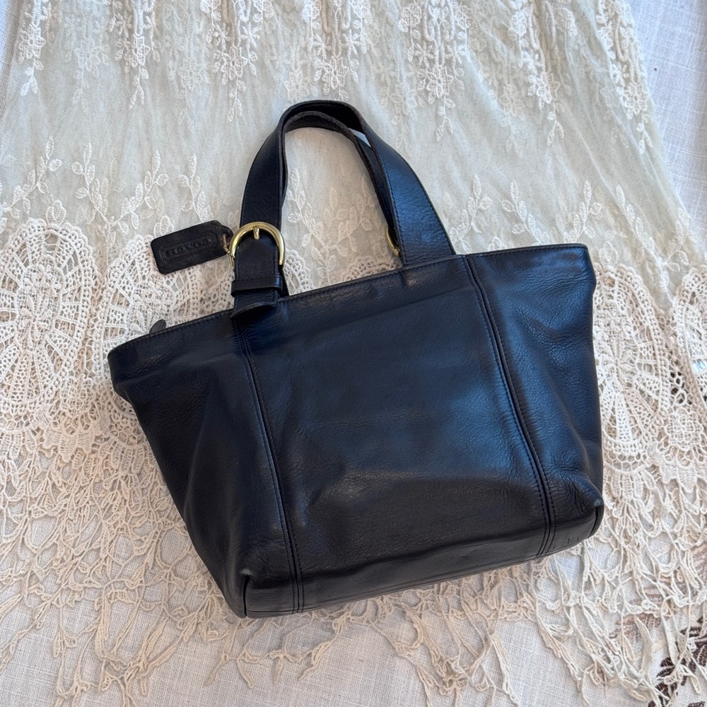 Vintage Coach Waverly 4133 Soft Black Leather Handbag Purse Original Hangtag